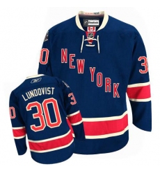 Men's Reebok New York Rangers #30 Henrik Lundqvist Authentic Navy Blue Third NHL Jersey