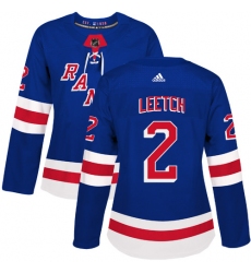 Women's Adidas New York Rangers #2 Brian Leetch Premier Royal Blue Home NHL Jersey