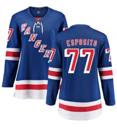 Women's New York Rangers #77 Phil Esposito Fanatics Branded Royal Blue Home Breakaway NHL Jersey