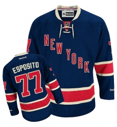 Women's Reebok New York Rangers #77 Phil Esposito Authentic Navy Blue Third NHL Jersey