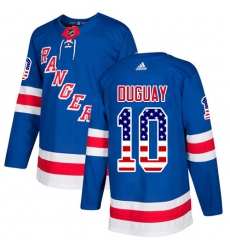 Men's Adidas New York Rangers #10 Ron Duguay Authentic Royal Blue USA Flag Fashion NHL Jersey