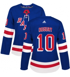 Women's Adidas New York Rangers #10 Ron Duguay Premier Royal Blue Home NHL Jersey