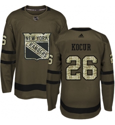 Youth Adidas New York Rangers #26 Joe Kocur Authentic Green Salute to Service NHL Jersey