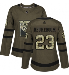 Women's Adidas New York Rangers #23 Jeff Beukeboom Authentic Green Salute to Service NHL Jersey
