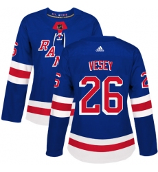Women's Adidas New York Rangers #26 Jimmy Vesey Authentic Royal Blue Home NHL Jersey