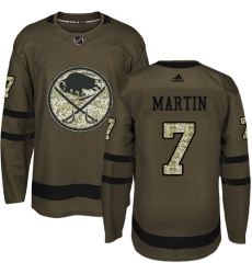 Men's Adidas Buffalo Sabres #7 Rick Martin Authentic Green Salute to Service NHL Jersey