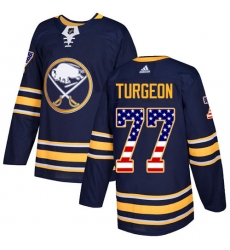 Men's Adidas Buffalo Sabres #77 Pierre Turgeon Authentic Navy Blue USA Flag Fashion NHL Jersey