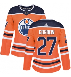 Women's Adidas Edmonton Oilers #27 Boyd Gordon Authentic Orange Home NHL Jersey