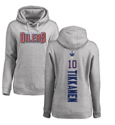 NHL Women's Adidas Edmonton Oilers #10 Esa Tikkanen Ash Backer Pullover Hoodie