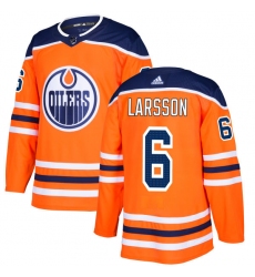 Men's Adidas Edmonton Oilers #6 Adam Larsson Premier Orange Home NHL Jersey