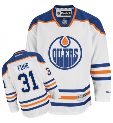 Men's Reebok Edmonton Oilers #31 Grant Fuhr Authentic White Away NHL Jersey