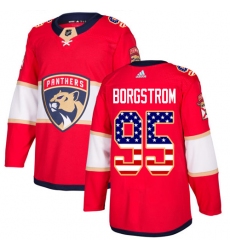 Men's Adidas Florida Panthers #95 Henrik Borgstrom Authentic Red USA Flag Fashion NHL Jersey