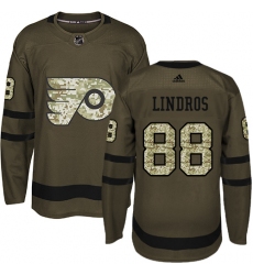 Men's Adidas Philadelphia Flyers #88 Eric Lindros Authentic Green Salute to Service NHL Jersey