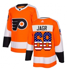 Youth Adidas Philadelphia Flyers #68 Jaromir Jagr Authentic Orange USA Flag Fashion NHL Jersey