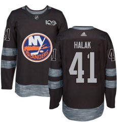 Men's Adidas New York Islanders #41 Jaroslav Halak Authentic Black 1917-2017 100th Anniversary NHL Jersey
