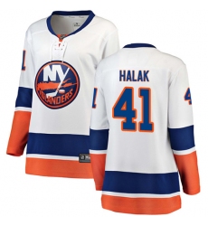 Women's New York Islanders #41 Jaroslav Halak Fanatics Branded White Away Breakaway NHL Jersey