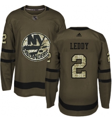Youth Adidas New York Islanders #2 Nick Leddy Authentic Green Salute to Service NHL Jersey