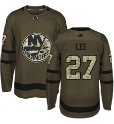Men's Adidas New York Islanders #27 Anders Lee Premier Green Salute to Service NHL Jersey