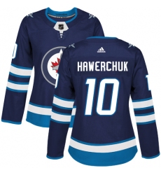 Women's Adidas Winnipeg Jets #10 Dale Hawerchuk Premier Navy Blue Home NHL Jersey