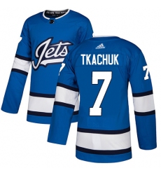 Men's Adidas Winnipeg Jets #7 Keith Tkachuk Authentic Blue Alternate NHL Jersey