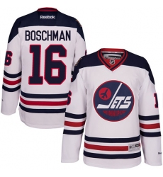 Men's Reebok Winnipeg Jets #16 Laurie Boschman Premier White 2016 Heritage Classic NHL Jersey