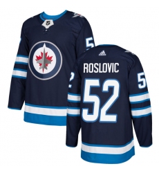 Men's Adidas Winnipeg Jets #52 Jack Roslovic Authentic Navy Blue Home NHL Jersey