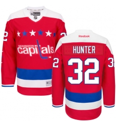 Men's Reebok Washington Capitals #32 Dale Hunter Authentic Red Third NHL Jersey