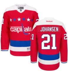Youth Reebok Washington Capitals #21 Lucas Johansen Authentic Red Third NHL Jersey