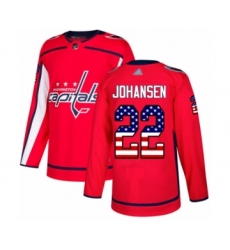 Youth Washington Capitals #22 Lucas Johansen Authentic Red USA Flag Fashion Hockey Jersey