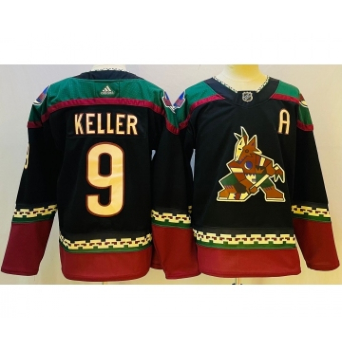 Men's Arizona Coyotes #9 Clayton Keller Black Alternate Authentic Jersey