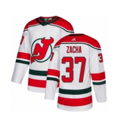 Men's Adidas New Jersey Devils #37 Pavel Zacha Authentic White Alternate NHL Jersey