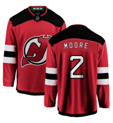 Men's New Jersey Devils #2 John Moore Fanatics Branded Red Home Breakaway NHL Jersey