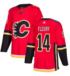 Men's Adidas Calgary Flames #14 Theoren Fleury Authentic Red Home NHL Jersey