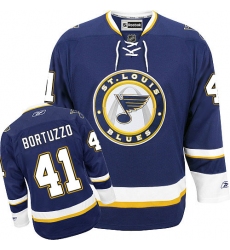 Men's Reebok St. Louis Blues #41 Robert Bortuzzo Premier Navy Blue Third NHL Jersey