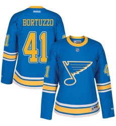 Women's Reebok St. Louis Blues #41 Robert Bortuzzo Premier Blue 2017 Winter Classic NHL Jersey