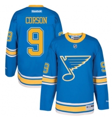 Men's Reebok St. Louis Blues #9 Shayne Corson Authentic Blue 2017 Winter Classic NHL Jersey