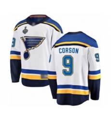 Youth St. Louis Blues #9 Shayne Corson Fanatics Branded White Away Breakaway 2019 Stanley Cup Final Bound Hockey Jersey