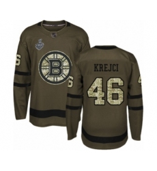 Youth Boston Bruins #46 David Krejci Authentic Green Salute to Service 2019 Stanley Cup Final Bound Hockey Jersey