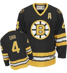 Men's CCM Boston Bruins #4 Bobby Orr Authentic Black Throwback NHL Jersey