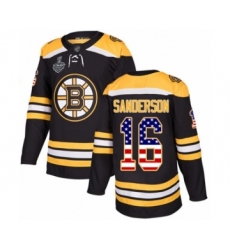 Men's Boston Bruins #16 Derek Sanderson Authentic Black USA Flag Fashion 2019 Stanley Cup Final Bound Hockey Jersey