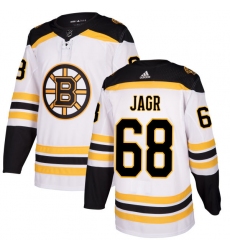 Men's Adidas Boston Bruins #68 Jaromir Jagr Authentic White Away NHL Jersey