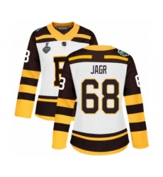 Women's Boston Bruins #68 Jaromir Jagr Authentic White Winter Classic 2019 Stanley Cup Final Bound Hockey Jersey