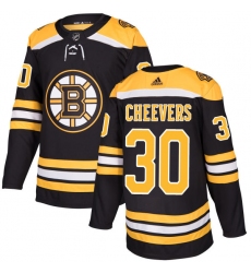 Men's Adidas Boston Bruins #30 Gerry Cheevers Authentic Black Home NHL Jersey