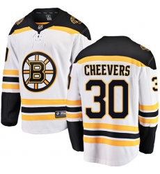 Men's Boston Bruins #30 Gerry Cheevers Authentic White Away Fanatics Branded Breakaway NHL Jersey