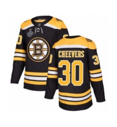 Youth Boston Bruins #30 Gerry Cheevers Authentic Black Home 2019 Stanley Cup Final Bound Hockey Jersey
