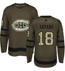 Youth Adidas Montreal Canadiens #18 Serge Savard Authentic Green Salute to Service NHL Jersey