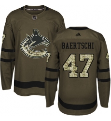 Youth Adidas Vancouver Canucks #47 Sven Baertschi Premier Green Salute to Service NHL Jersey