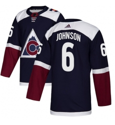 Men's Adidas Colorado Avalanche #6 Erik Johnson Authentic Navy Blue Alternate NHL Jersey