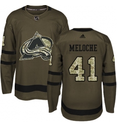 Men's Adidas Colorado Avalanche #41 Nicolas Meloche Premier Green Salute to Service NHL Jersey