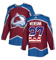 Youth Adidas Colorado Avalanche #27 John Wensink Authentic Burgundy Red USA Flag Fashion NHL Jersey
